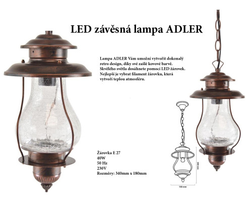 LED závěsná lampa ADLER