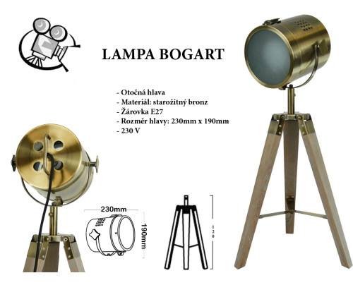 Bronzová lampa BOGART - 120 cm