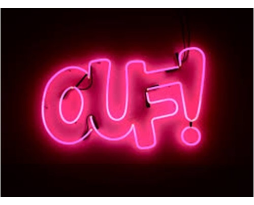 LED neonový nápis OUF - 60 na 45 cm