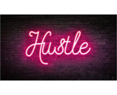 LED neonový nápis HUSTLE  - 60 na 34 cm