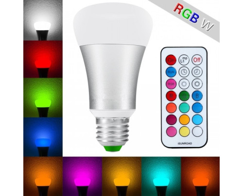 LED žárovka RGBW 10W E27 - 330° RGB