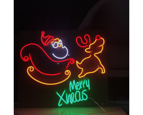 LED neonový vánoční motiv - Santa - 70 na 61 cm