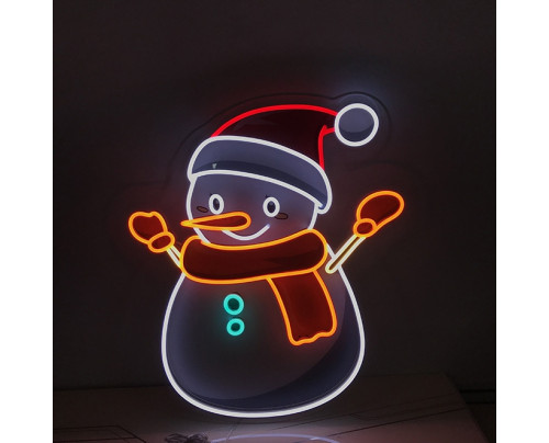 LED neonový vánoční motiv - Sněhulák - 61 na 70 cm