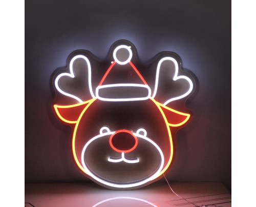 LED neonový vánoční motiv - vánoční sob - 50 na 60 cm