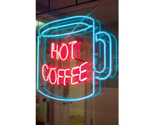 LED neonový nápis HOT COFFEE - 52 na 55 cm