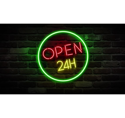 LED neonový nápis 24 OPEN